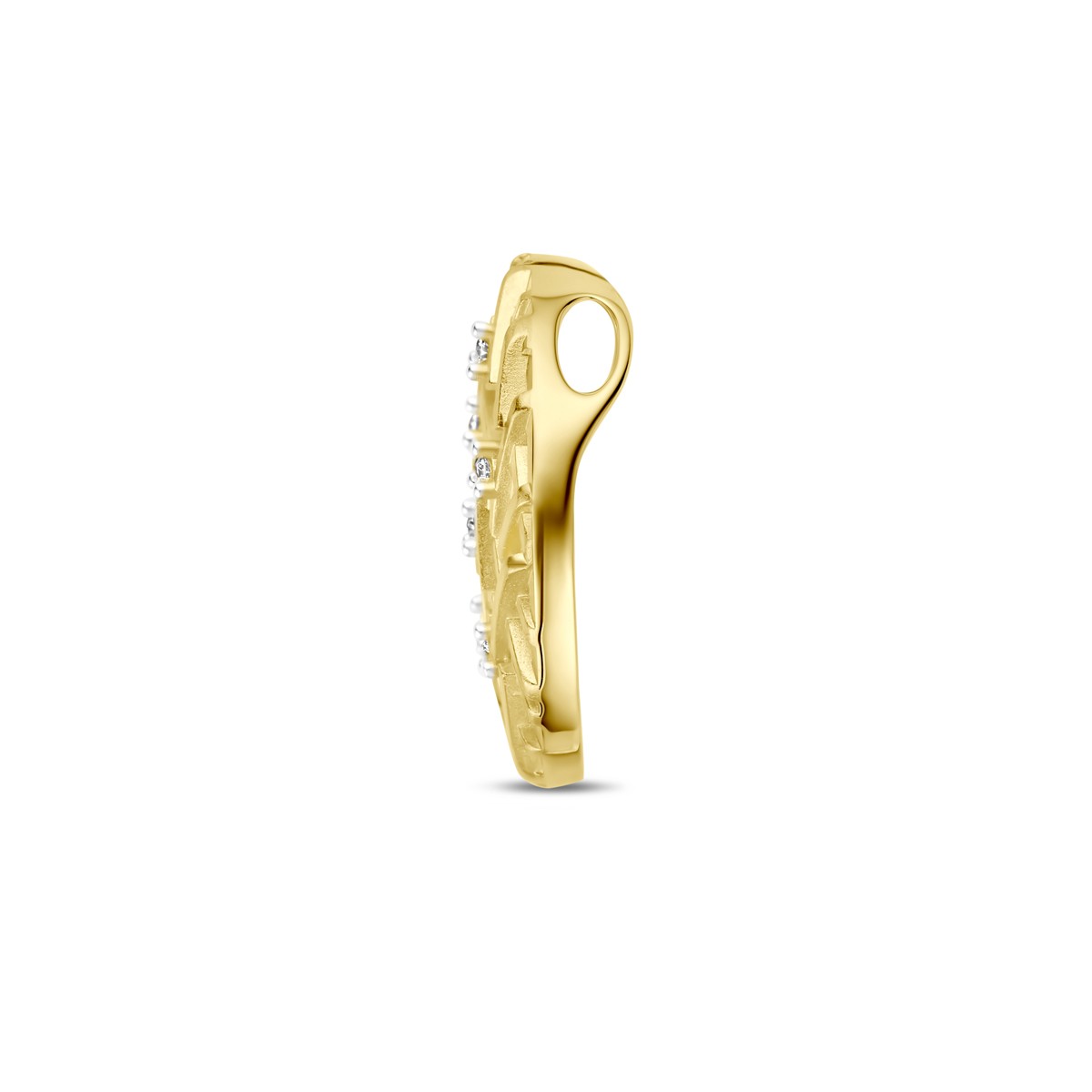 Hanger diamant 0.075ct h si bicolor gestift 14K geelgoud
