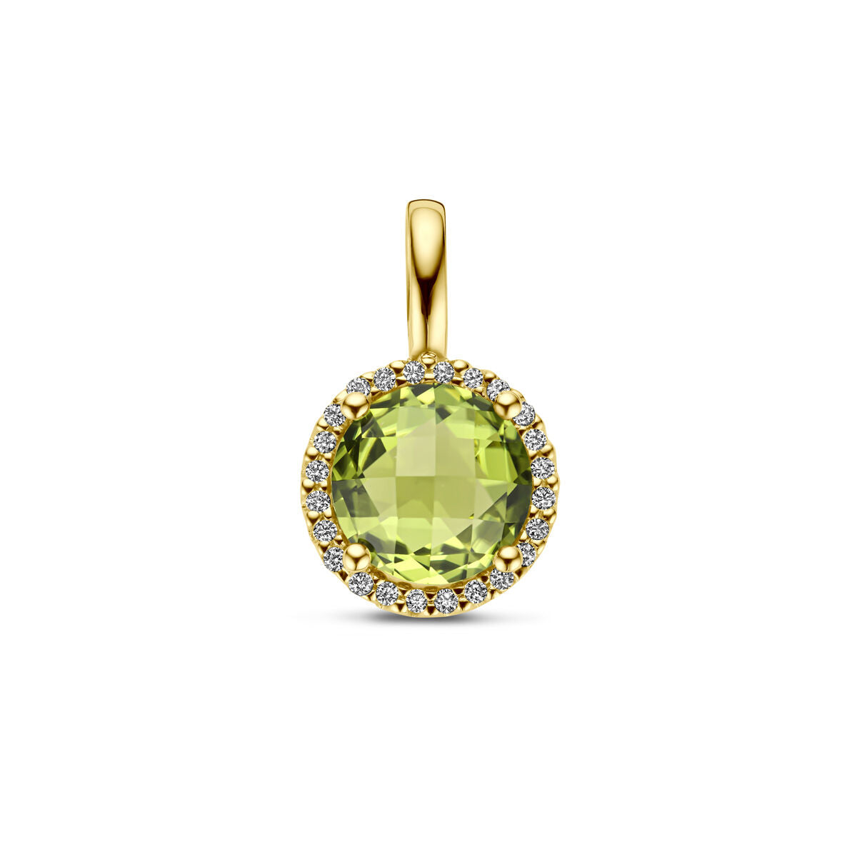 Fantasy Collection Hanger peridot en diamant 0.09ct h si 17 mm 14K geelgoud