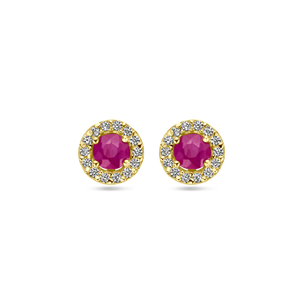 Fantasy Collection Oorbellen robijn en zirkonia 14K geelgoud