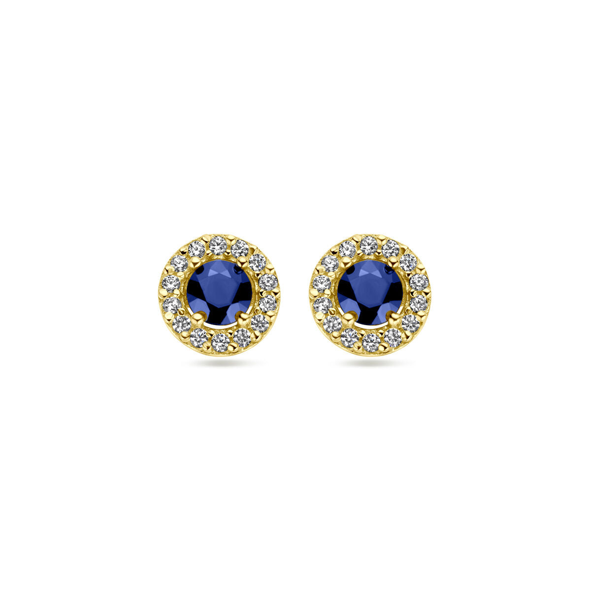 Fantasy Collection Oorbellen saffier en zirkonia 14K geelgoud