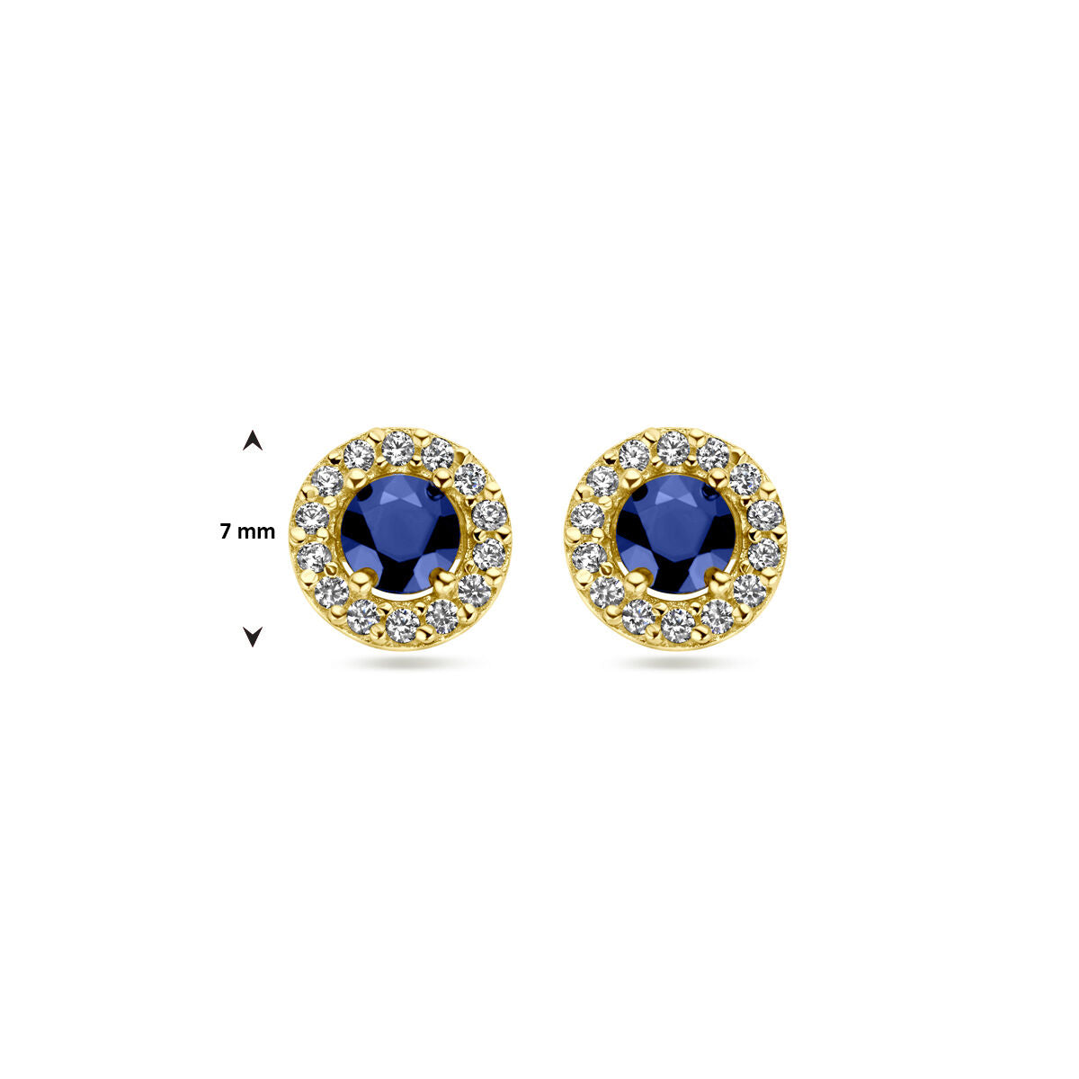 Fantasy Collection Oorbellen saffier en zirkonia 14K geelgoud