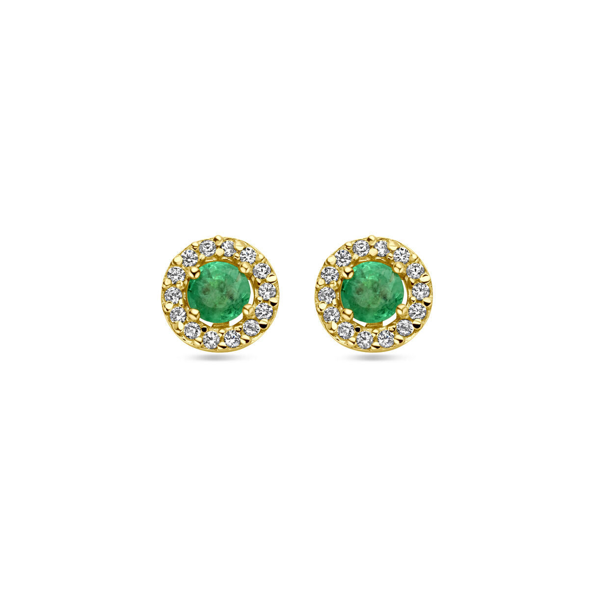 Fantasy Collection Oorbellen smaragd en zirkonia 14K geelgoud