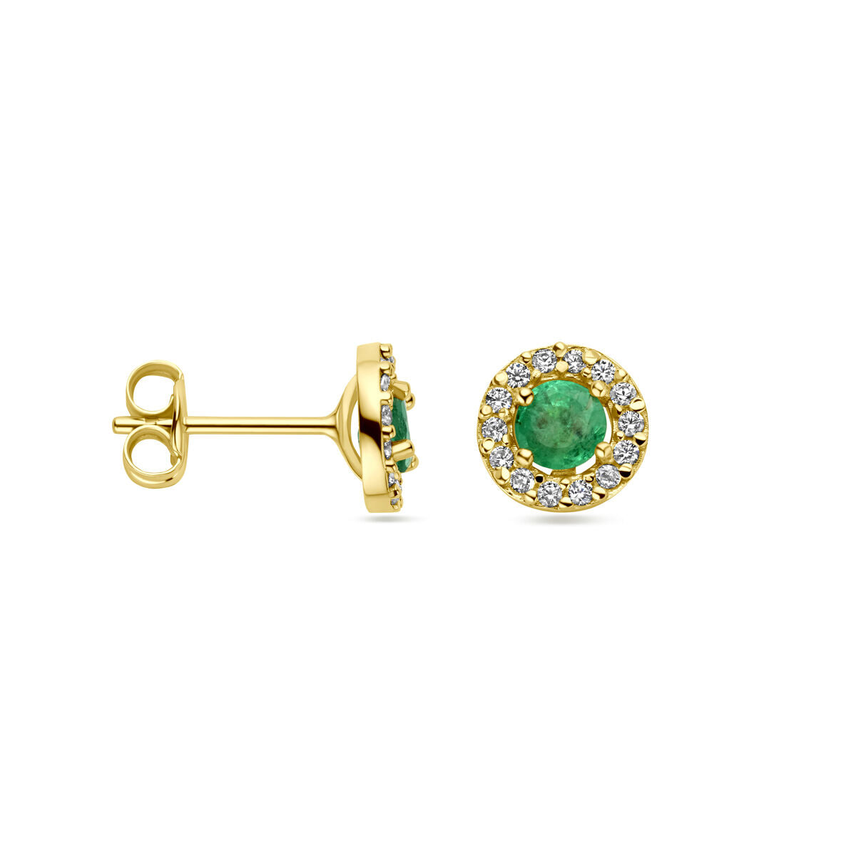 Fantasy Collection Oorbellen smaragd en zirkonia 14K geelgoud