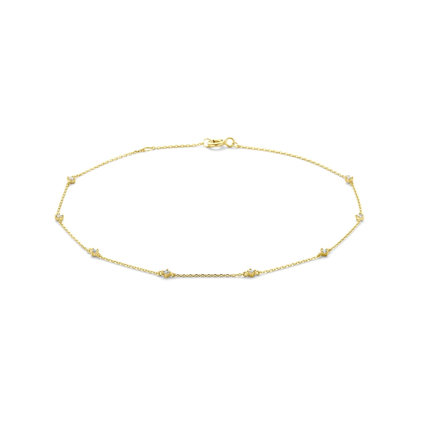 Enkelbandje zirkonia 24 - 26 cm 14K geelgoud