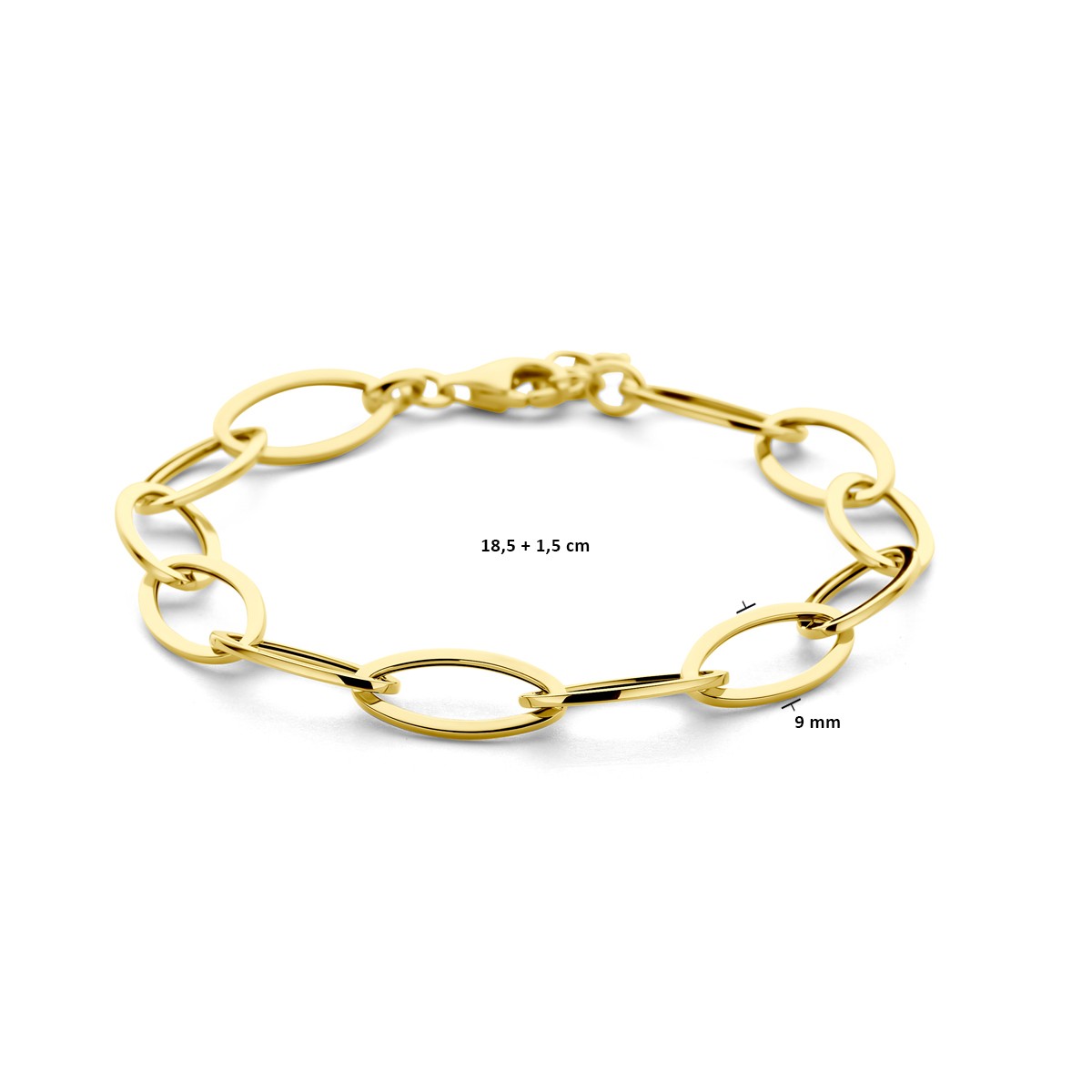 Armband 9 mm 18,5 + 1,5 cm 14K geelgoud