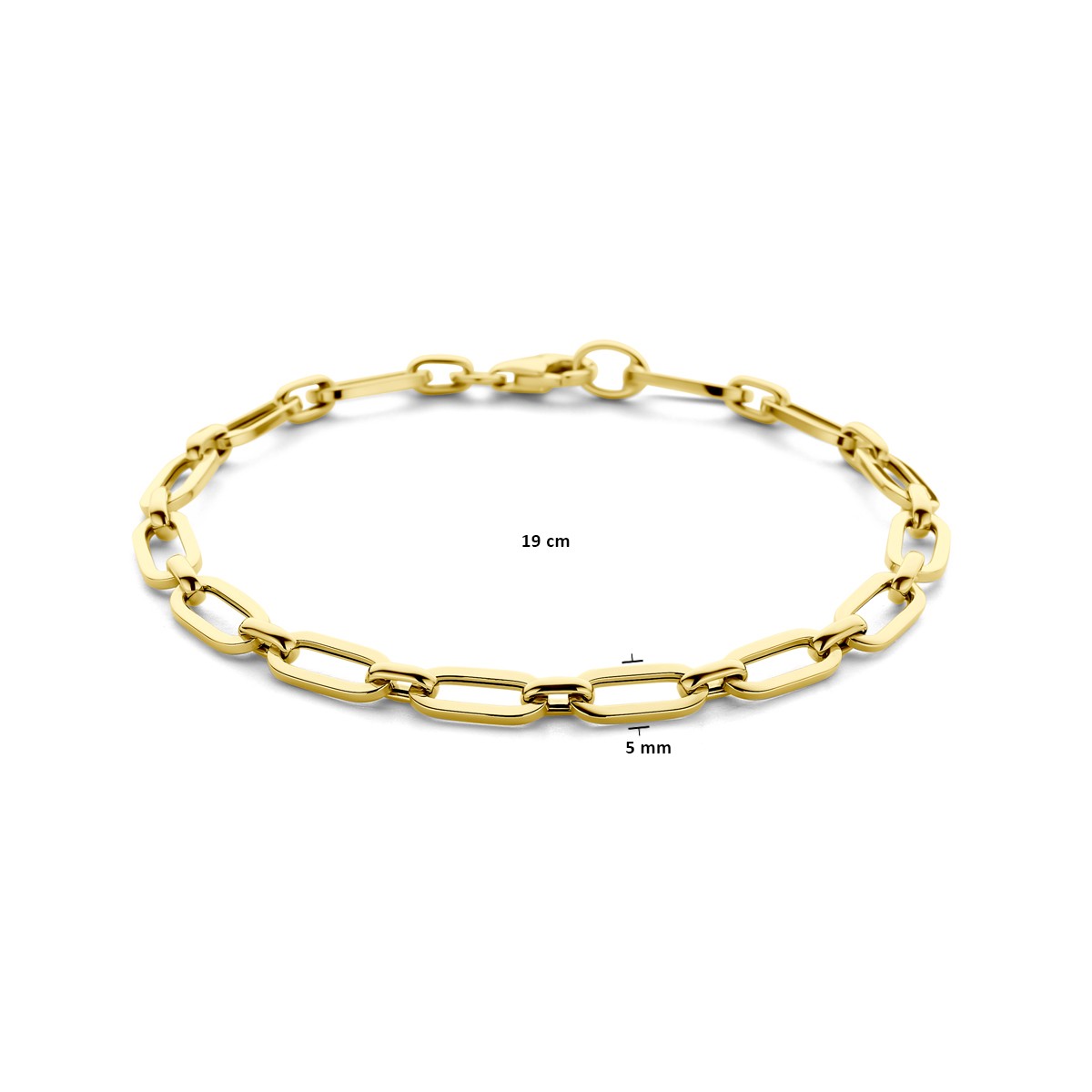 Armband paperclip 5,0 mm 19 cm 14K geelgoud