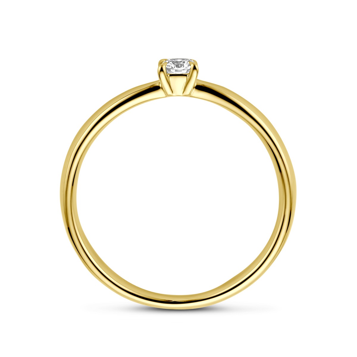 Aanzoeksring diamant 0.15ct 14K geelgoud