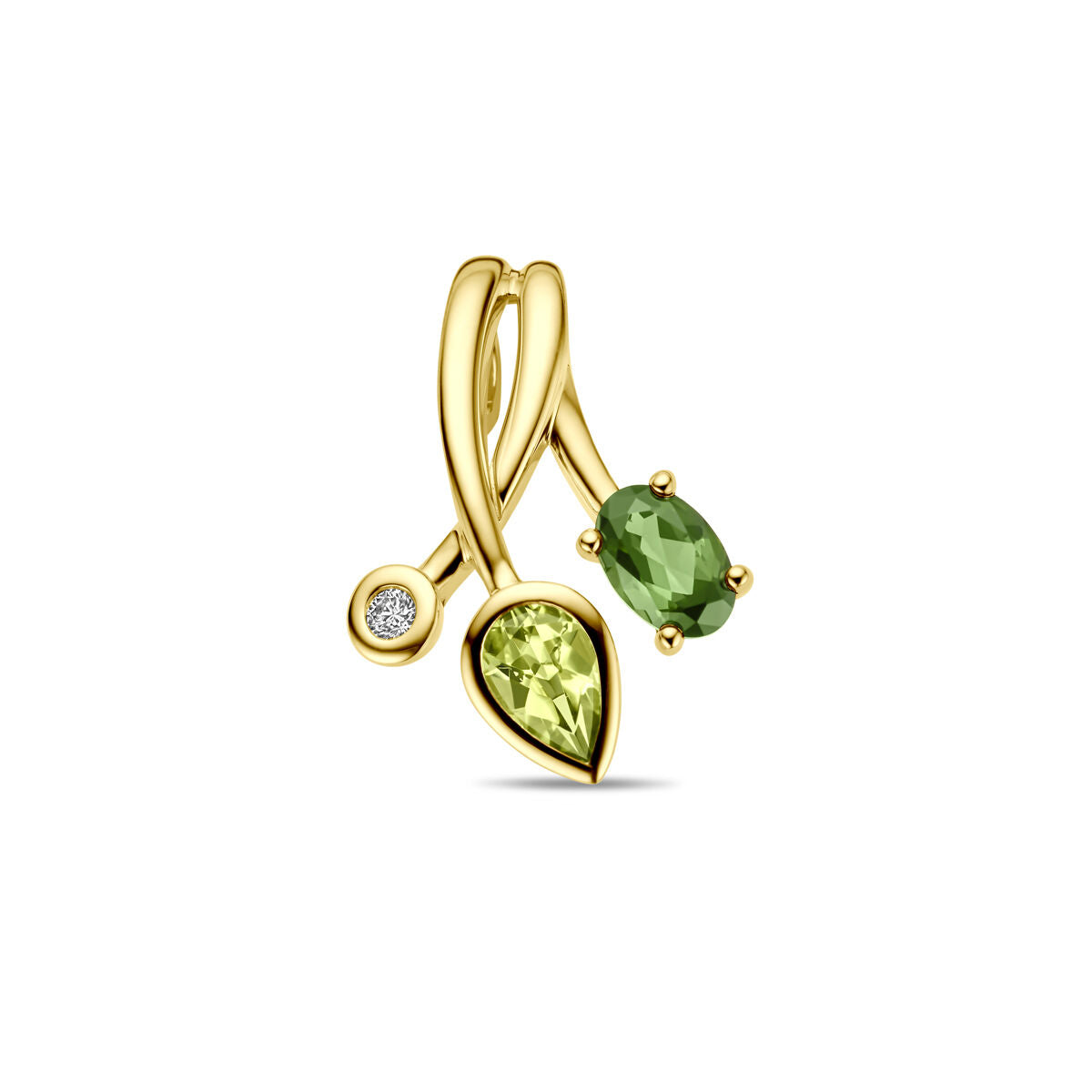 Fantasy Collection Hanger groen toermalijn, peridot en diamant 0.03ct h si 14K geelgoud