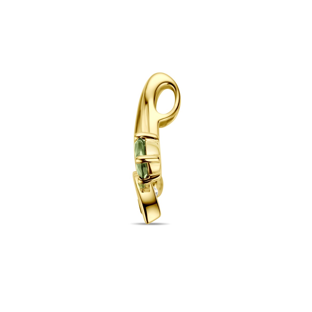 Hanger groen toermalijn, peridot en diamant 0.03ct h si 14K geelgoud