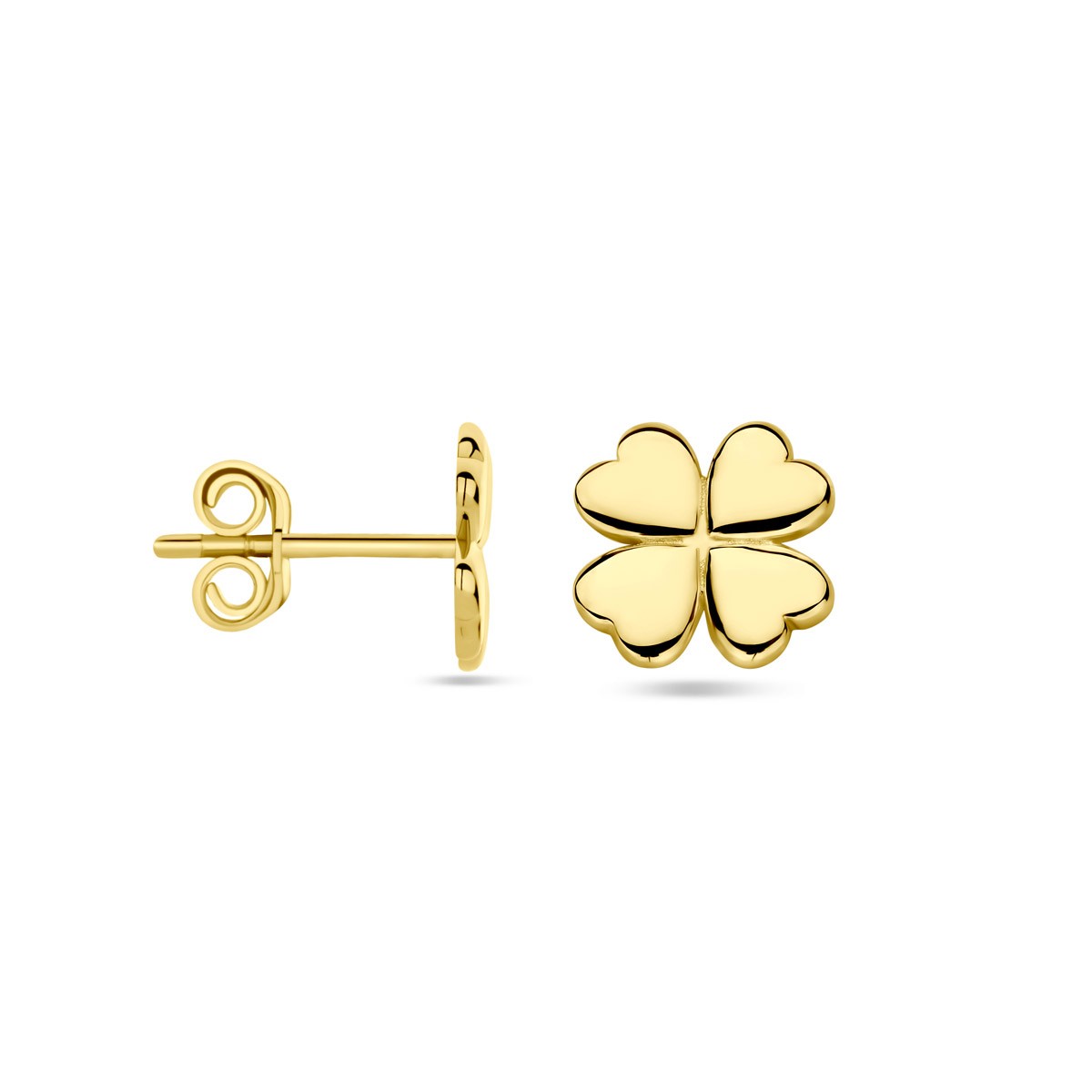 Oorbellen klavertje 7 mm 14K geelgoud