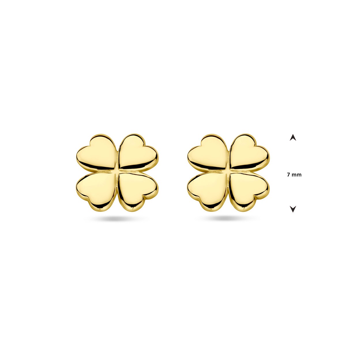 Oorbellen klavertje 7 mm 14K geelgoud