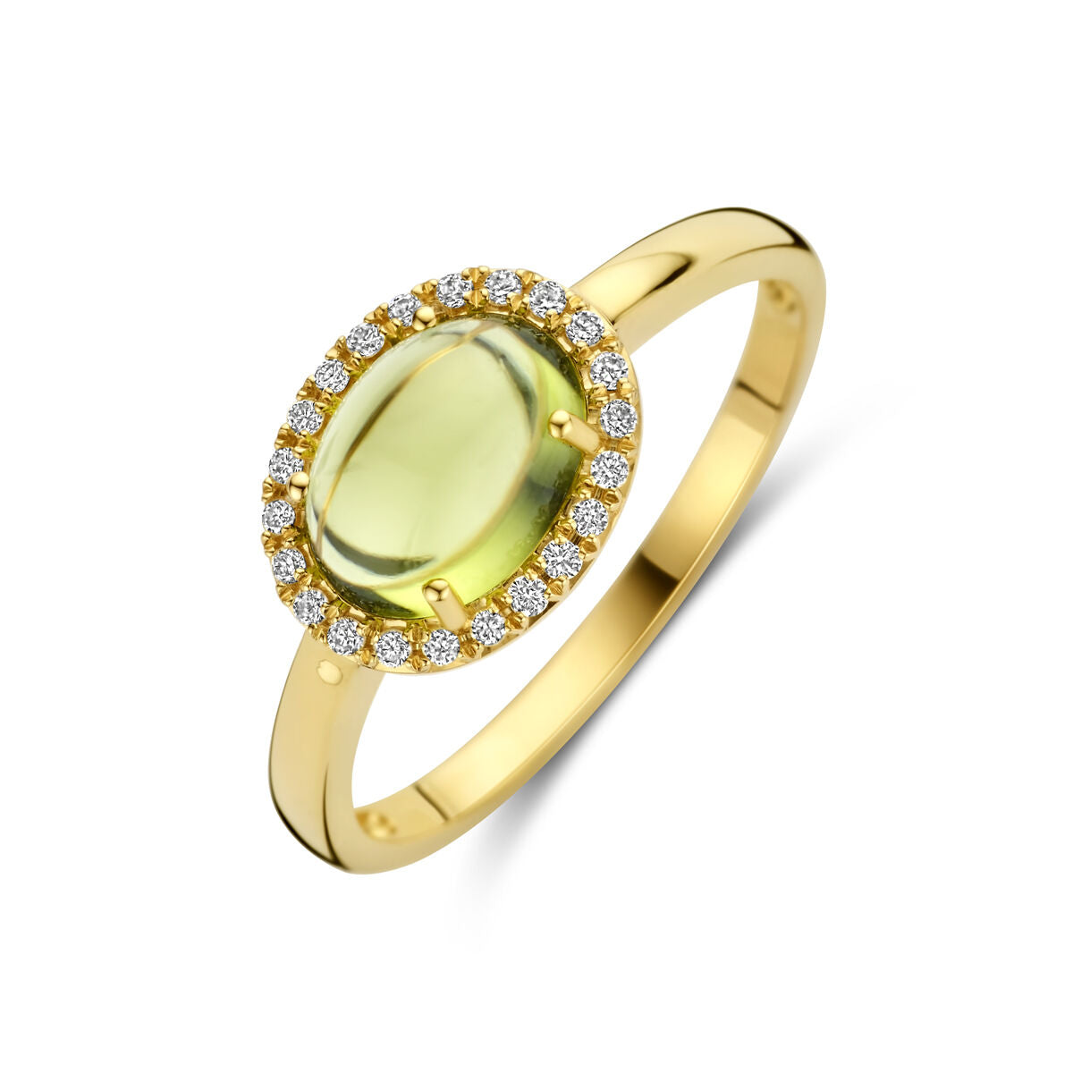 Fantasy Collection Ring peridot en diamant 0.09ct h si 14K geelgoud
