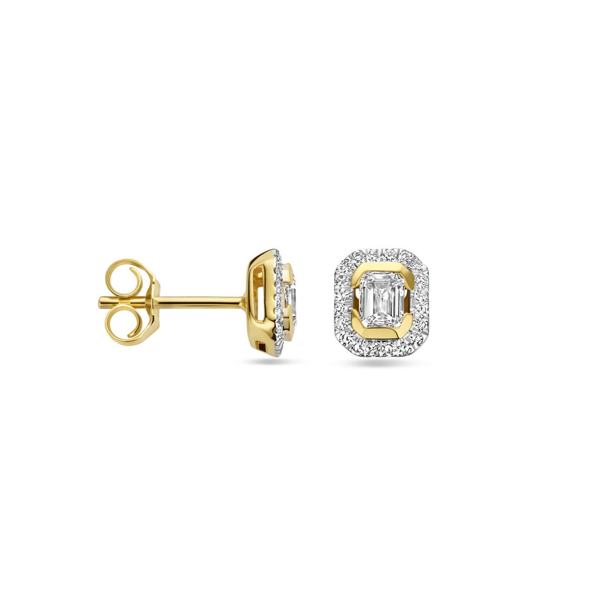 Oorbellen diamant 0.51ct (2x 0.255ct) h si 7 mm 14K geelgoud