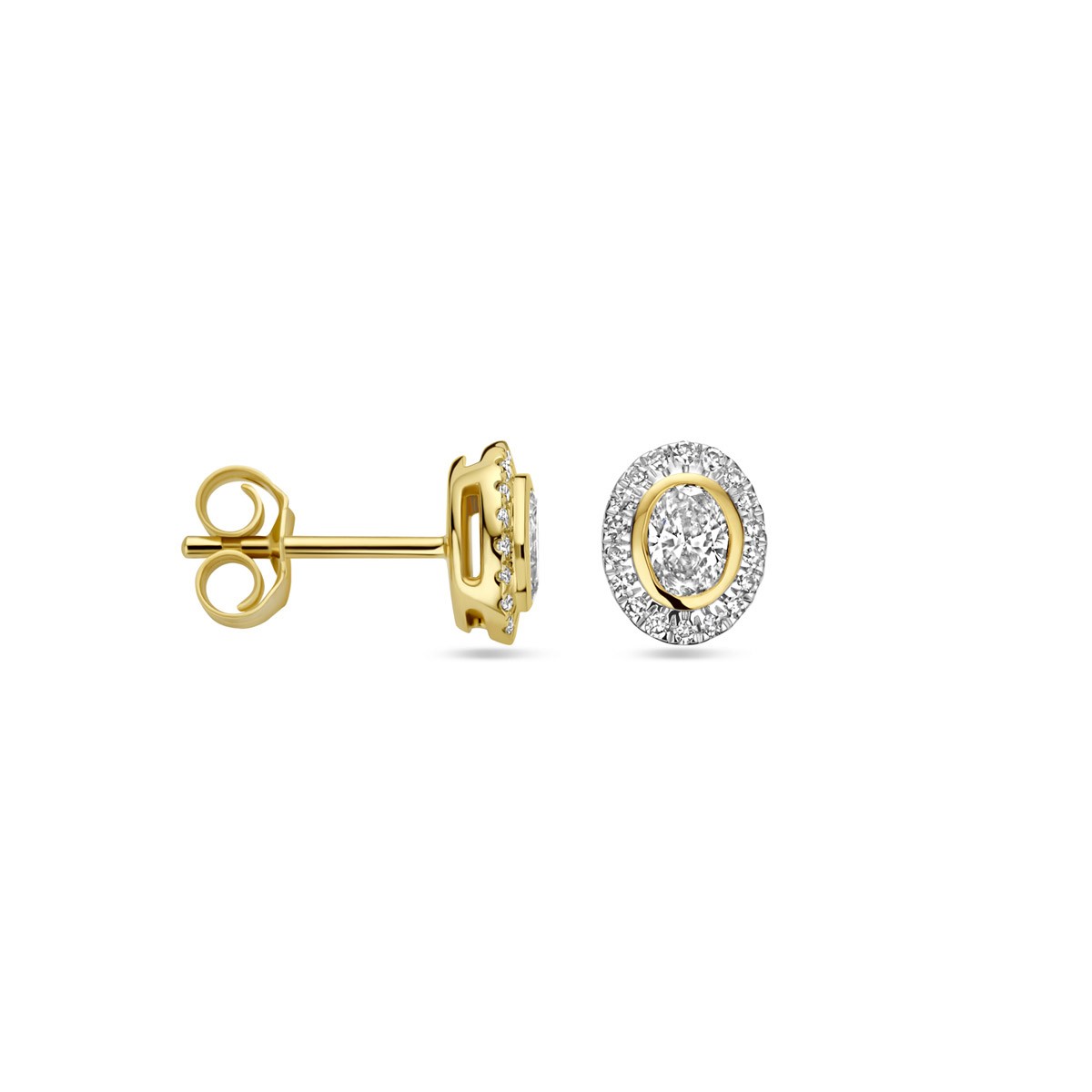Oorbellen diamant 0.50ct (2x 0.25ct) h si 7,5 mm 14K geelgoud