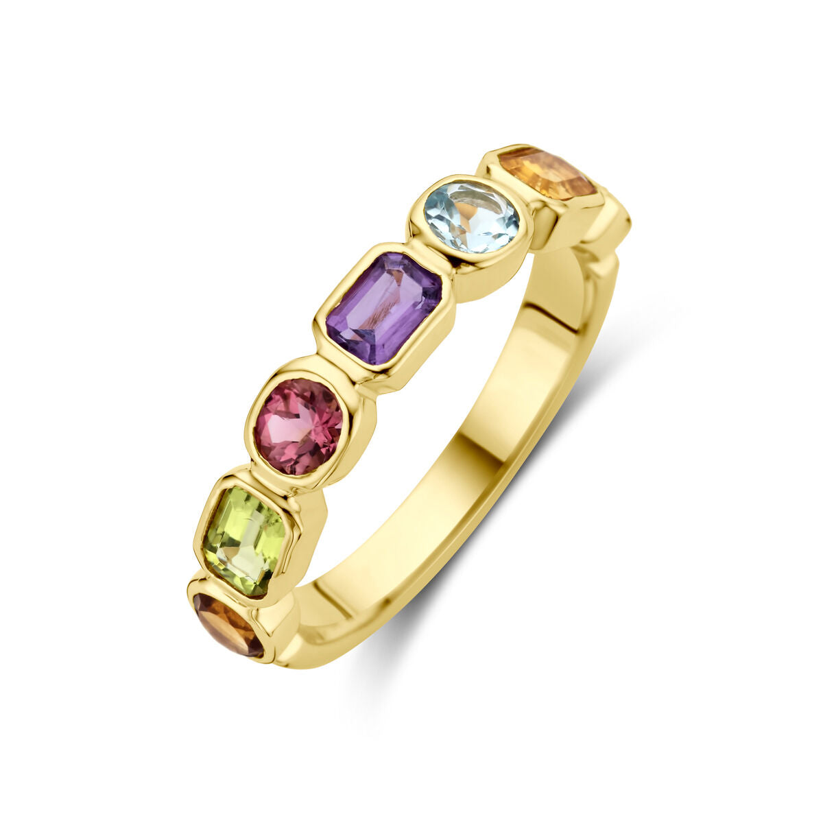Fantasy Collection Ring natuurlijke kleurstenen 14K geelgoud