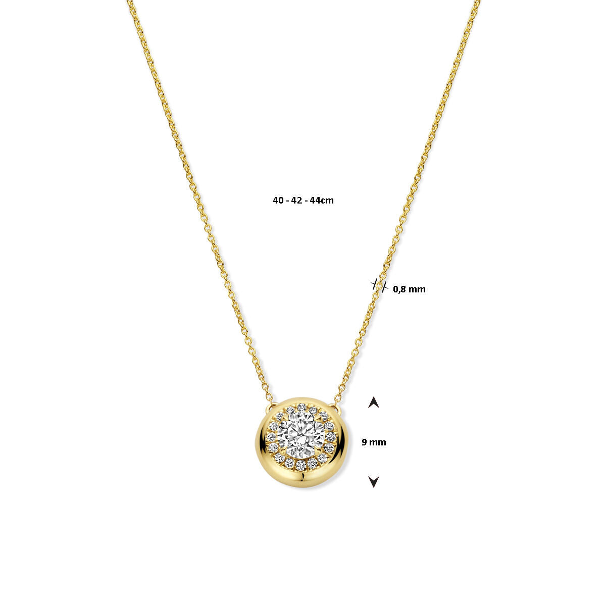 Fantasy Collection Collier lab grown diamant 0.495ct h si 40 - 42 - 44 cm 14K geelgoud