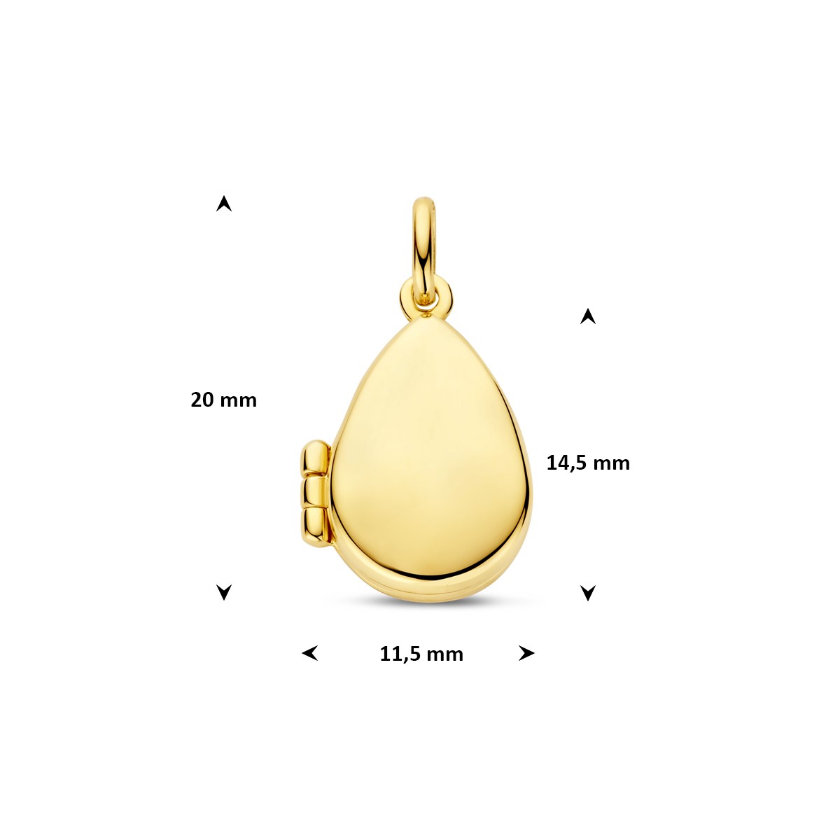 Medaillon druppel 14,5 mm 14K geelgoud