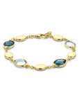 14K Geelgoud Armband Sky Blue En London Blue Topaas 18 + 1 Cm 4032089 - PansiteNederland.nl