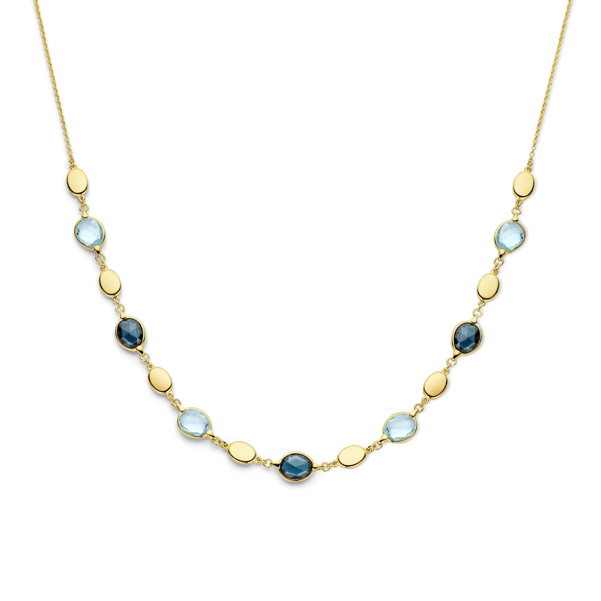 Fantasy Collection Collier sky blue en london blue topaas 43 cm 14K geelgoud