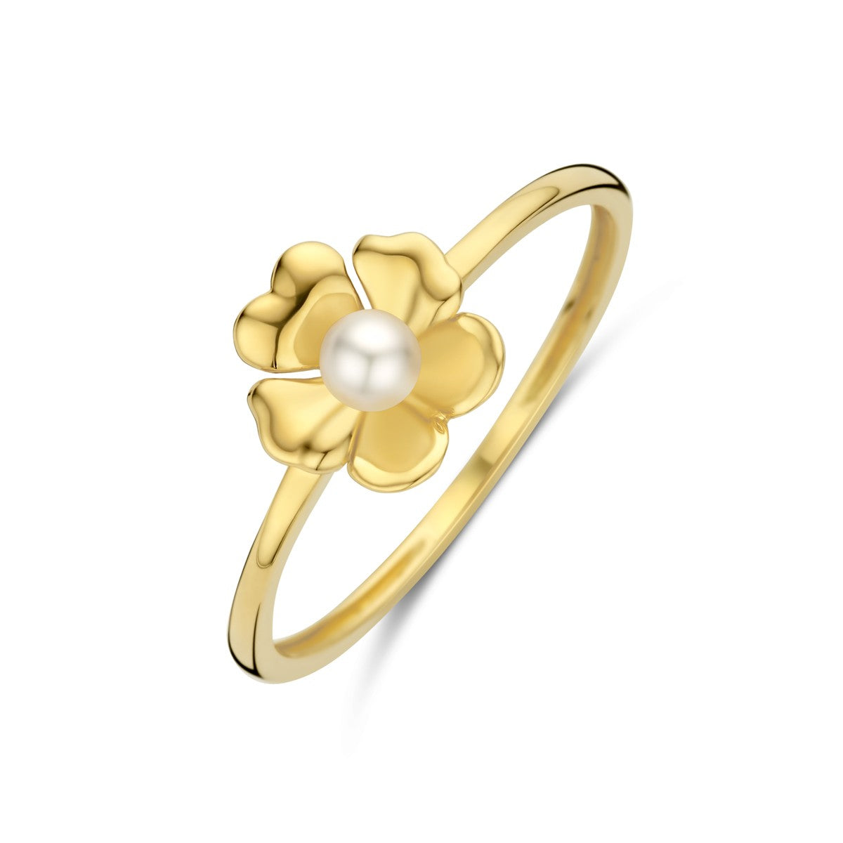 Fantasy Collection Ring bloem parel 14K geelgoud