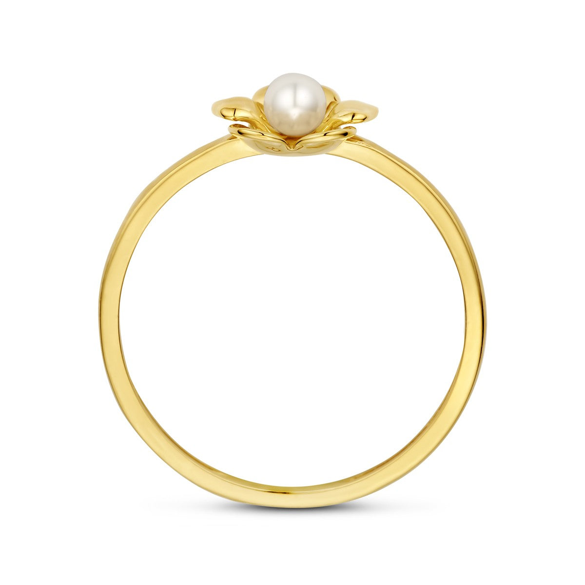 Fantasy Collection Ring bloem parel 14K geelgoud