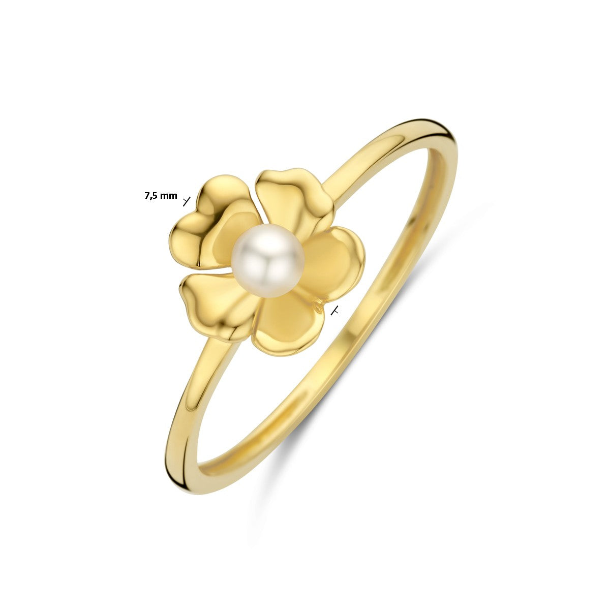 Fantasy Collection Ring bloem parel 14K geelgoud