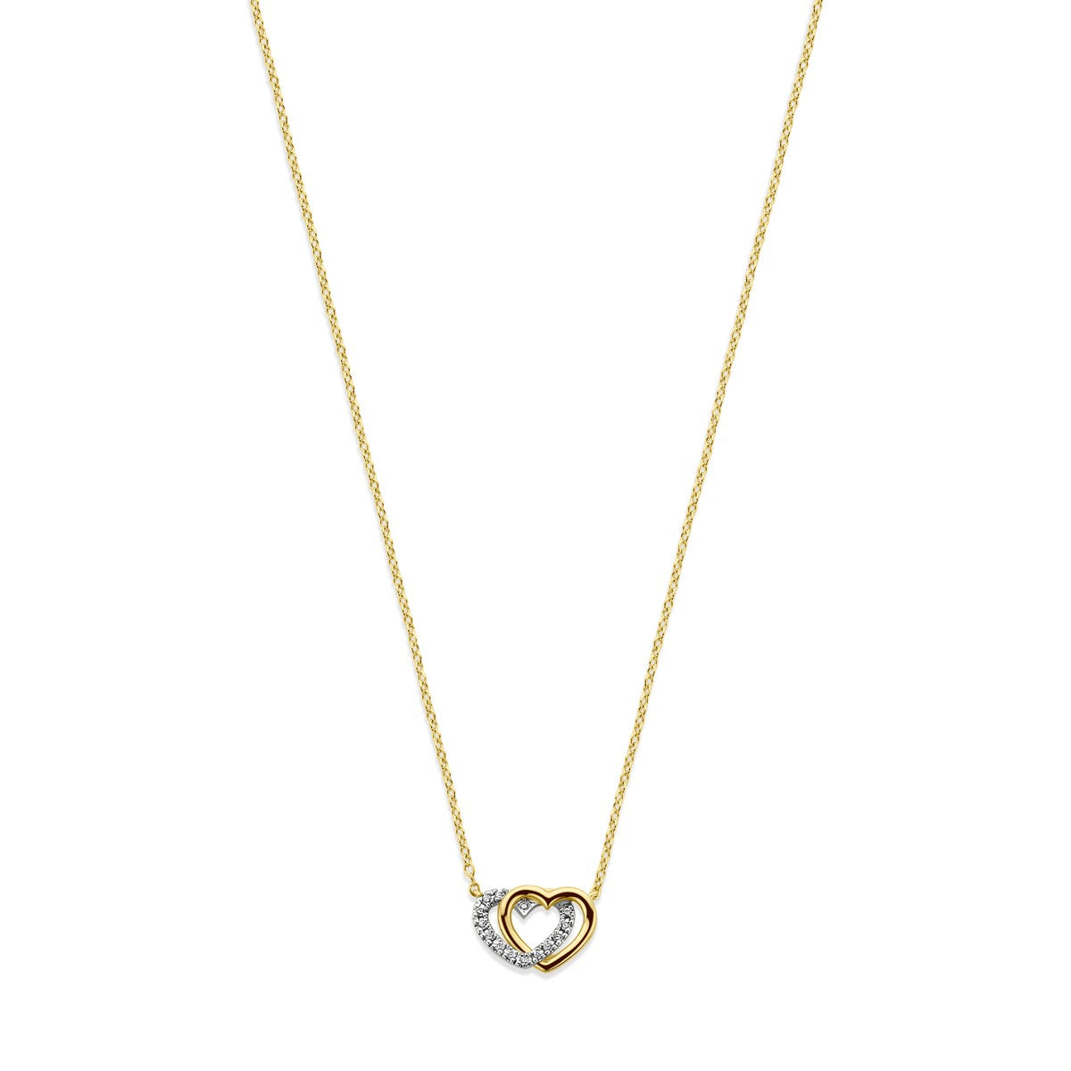Fantasy Collection Collier hartjes diamant 0.04ct h si 41 - 43 - 45 cm 14K geelgoud