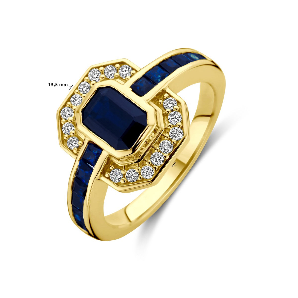 Fantasy Collection Ring saffier en diamant 0.20ct h si 14K geelgoud