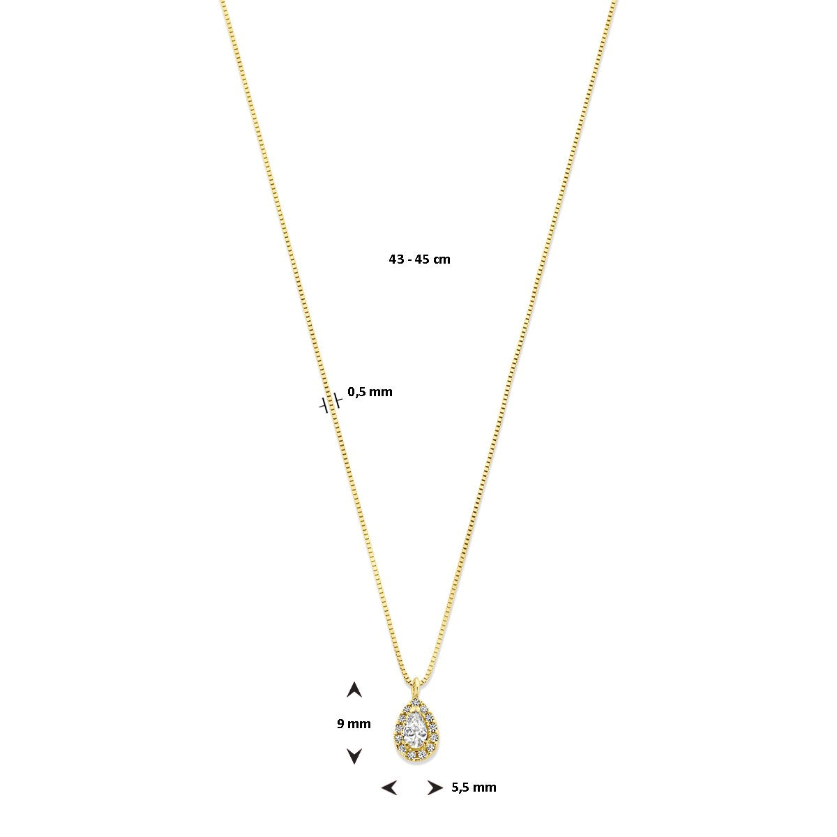 Fantasy Collection Collier anker zirkonia 14K geelgoud