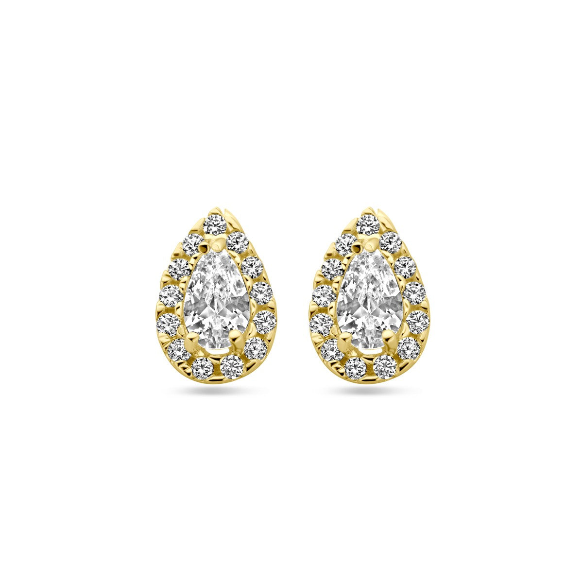 Fantasy Collection Oorbellen druppel en zirkonia 8,5 mm 14K geelgoud