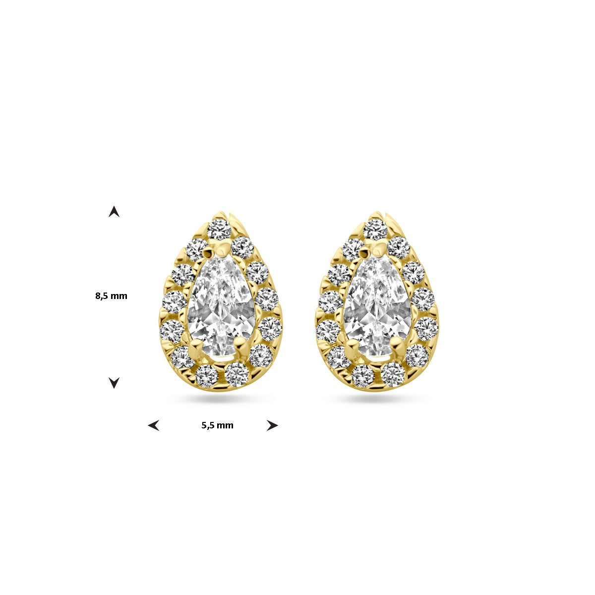 Fantasy Collection Oorbellen druppel en zirkonia 8,5 mm 14K geelgoud