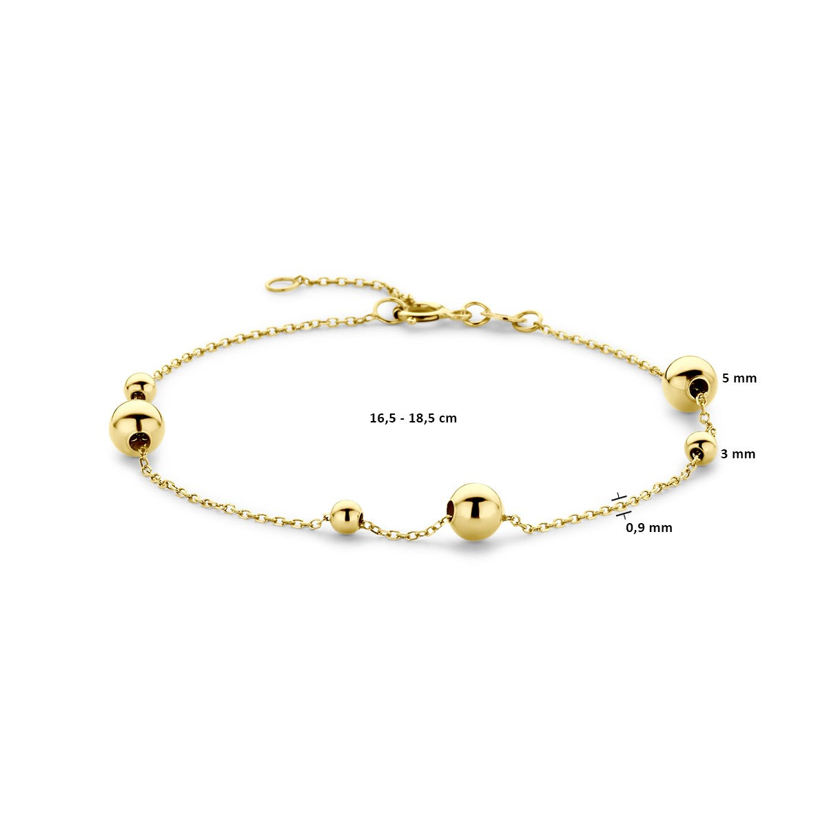 Fantasy Collection Armband bolletjes 16,5 - 18,5 cm 14K geelgoud