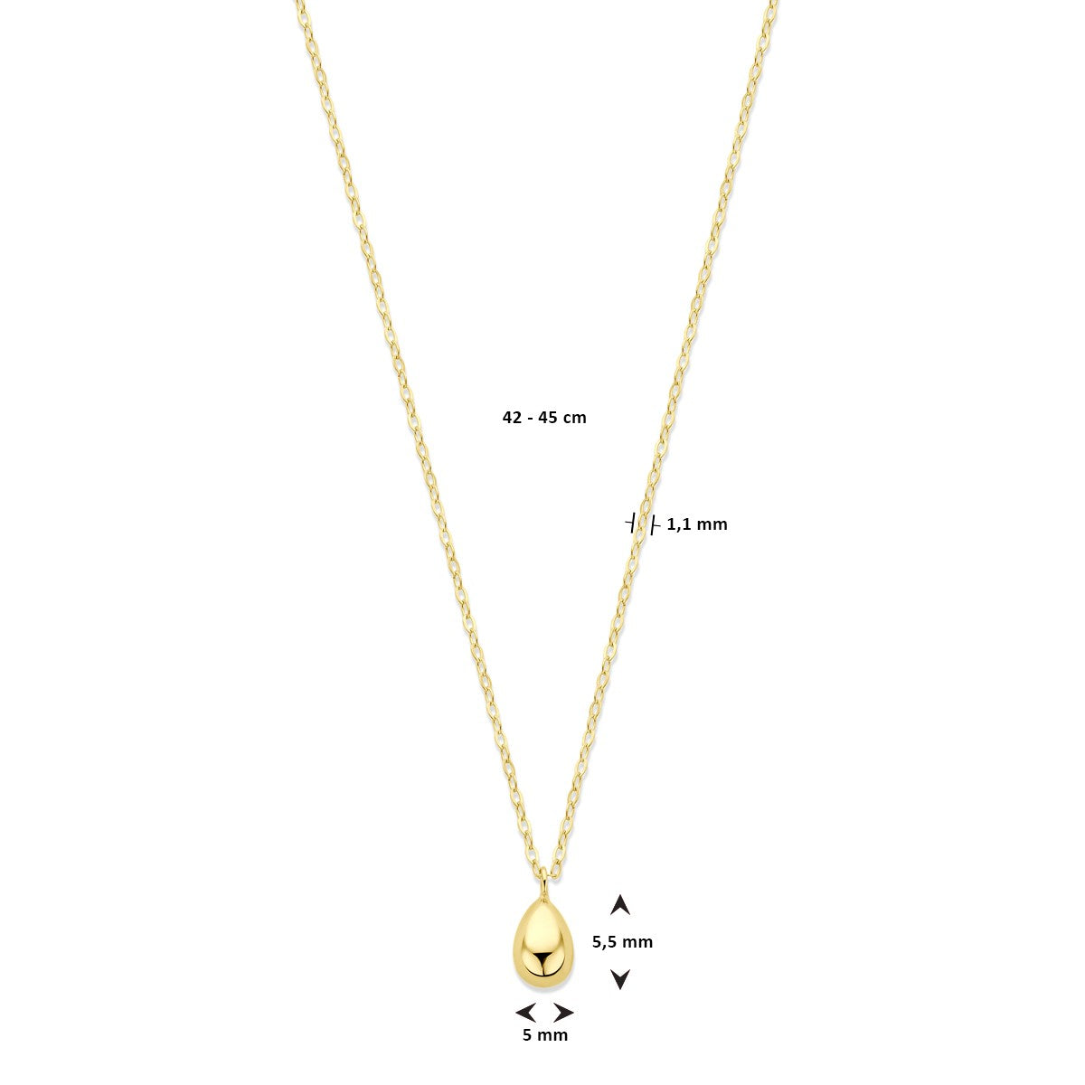 Fantasy Collection Collier druppel 42 - 45 cm 14K geelgoud