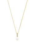 14K geelgoud collier zirkonia en parel 42 - 45 cm 4032380 - PansiteNederland.nl