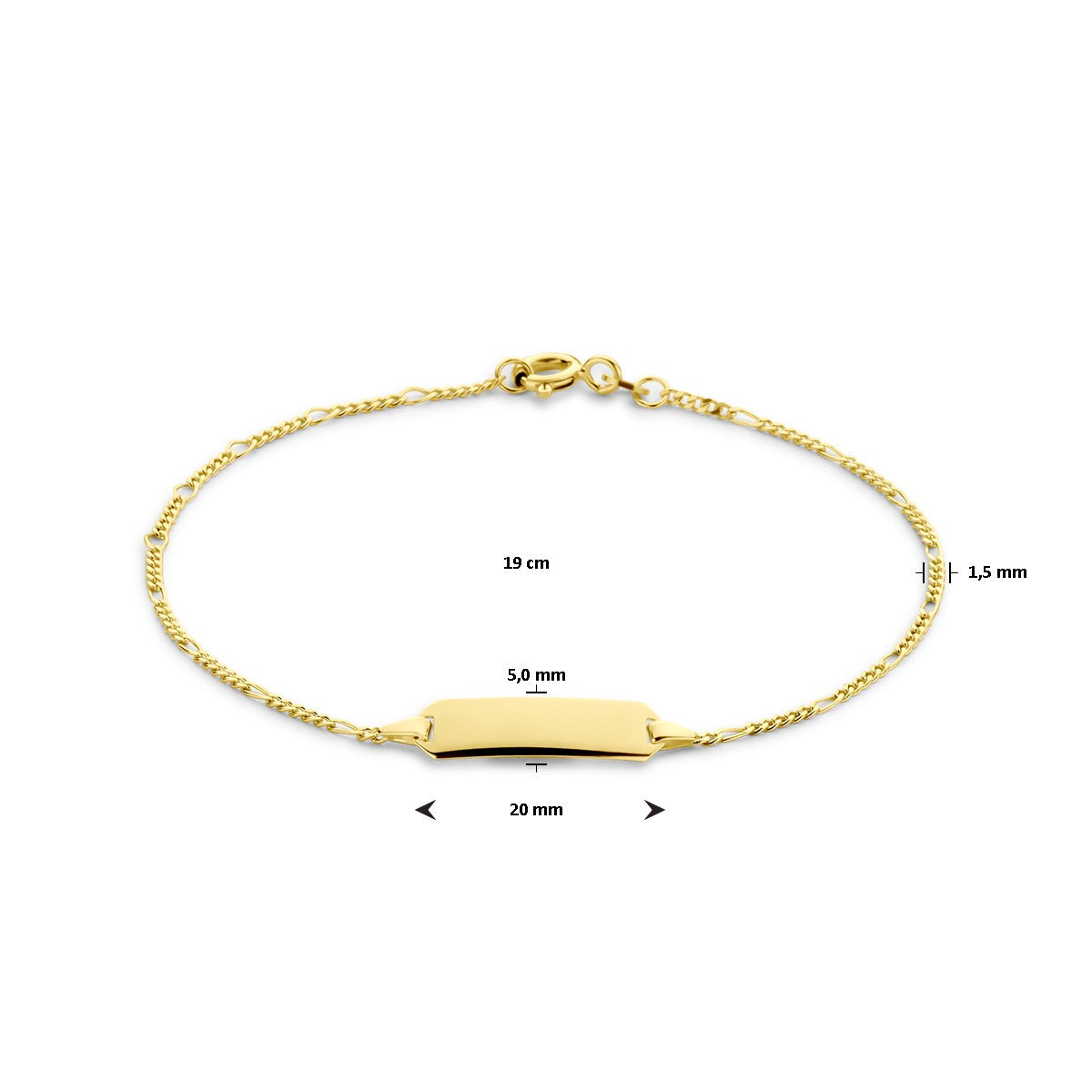 Fantasy Collection Graveerarmband plaat 5 mm 15,5 - 19 cm 14K geelgoud