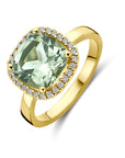 14K Geelgoud Ring Groen Amethist En Diamant 0.14Ct H Si 4032439 - PansiteNederland.nl