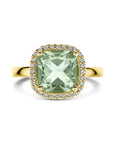 14K Geelgoud Ring Groen Amethist En Diamant 0.14Ct H Si 4032439 - PansiteNederland.nl