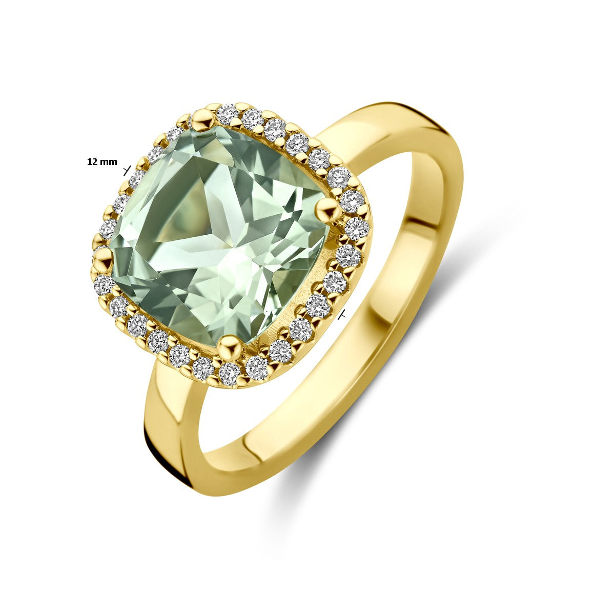 Fantasy Collection Ring groen amethist en diamant 0.14ct h si 14K geelgoud