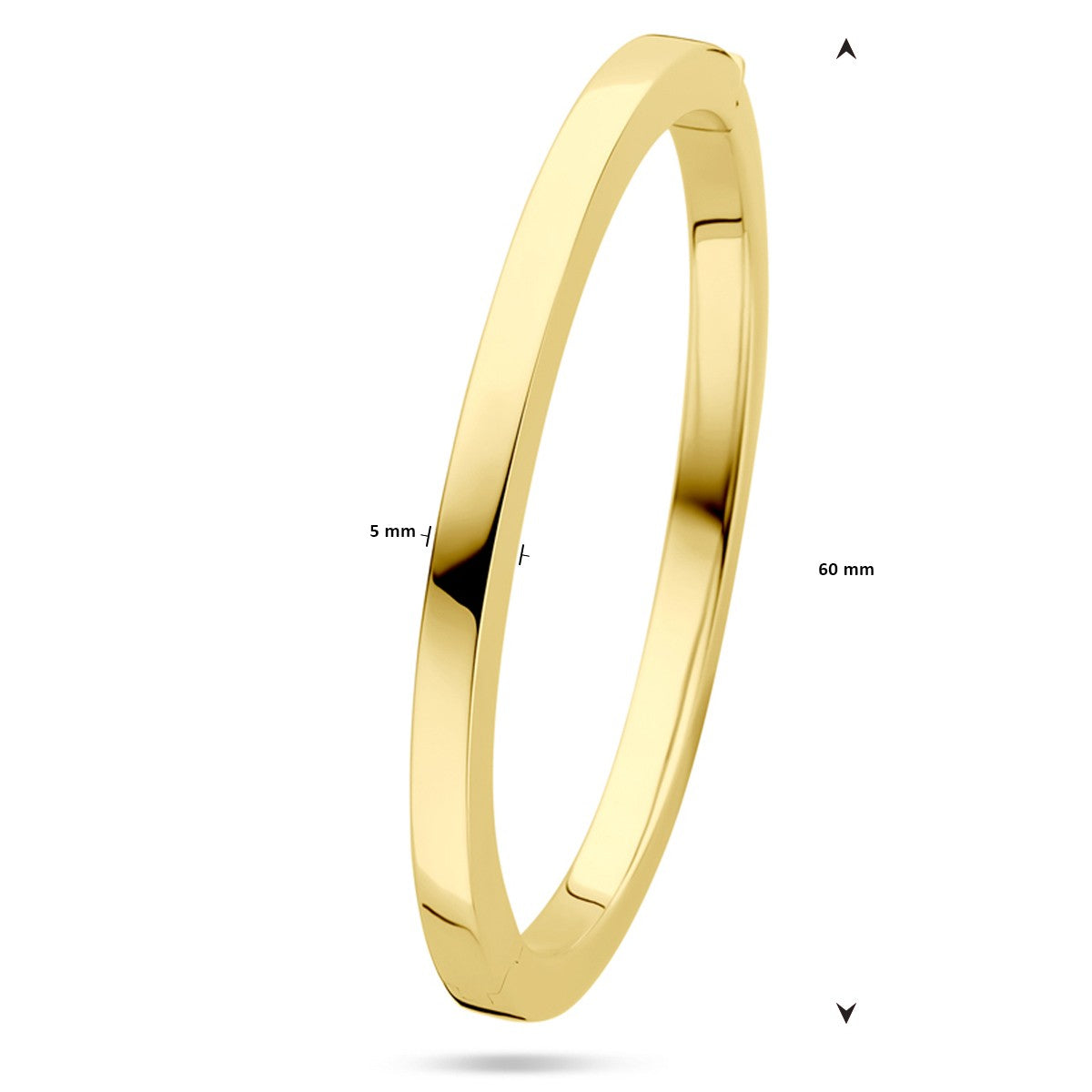 Fantasy Collection Bangle scharnier vlakke buis 5 x 60 mm 14K geelgoud