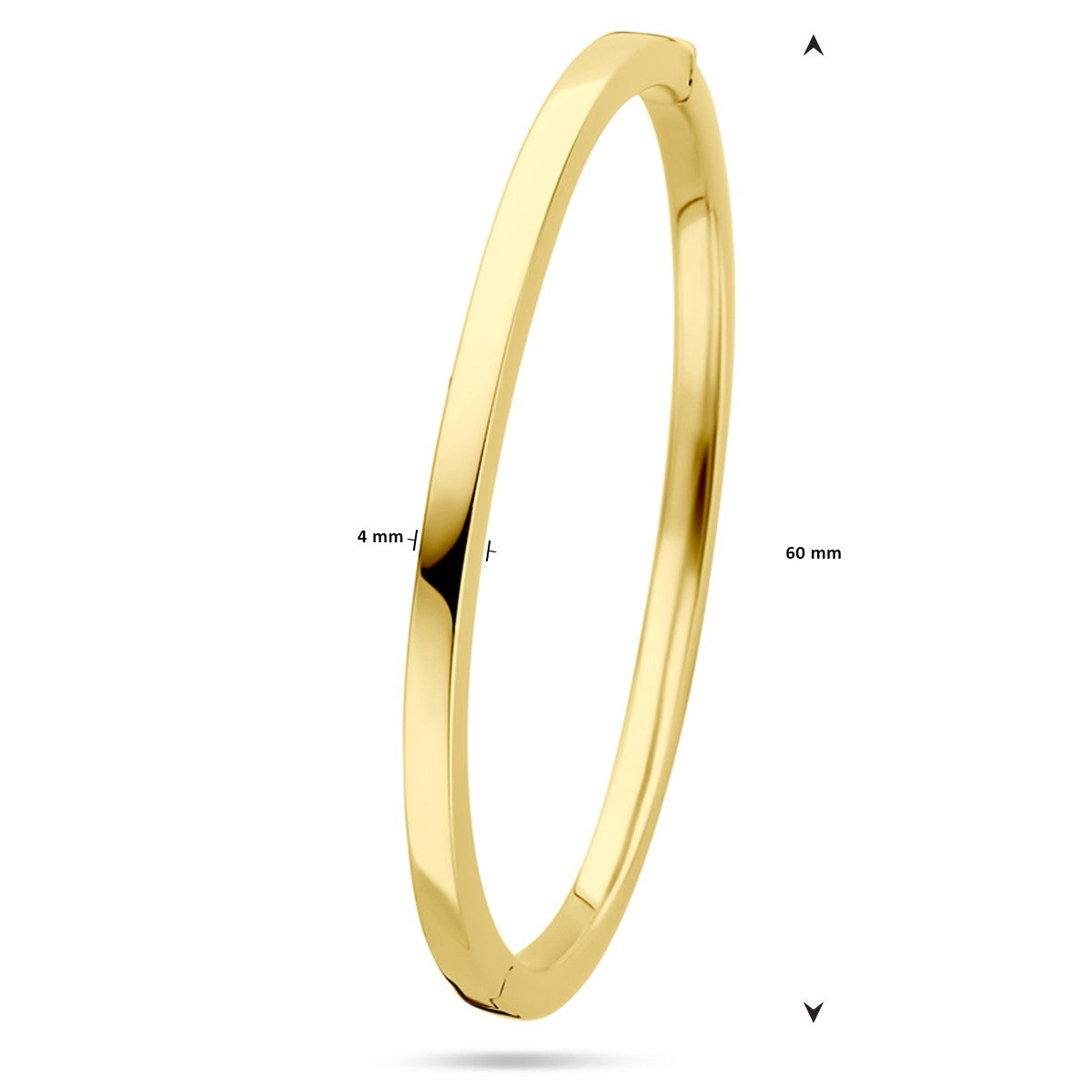 Fantasy Collection Bangle scharnier vlakke buis 4 x 60 mm 14K geelgoud