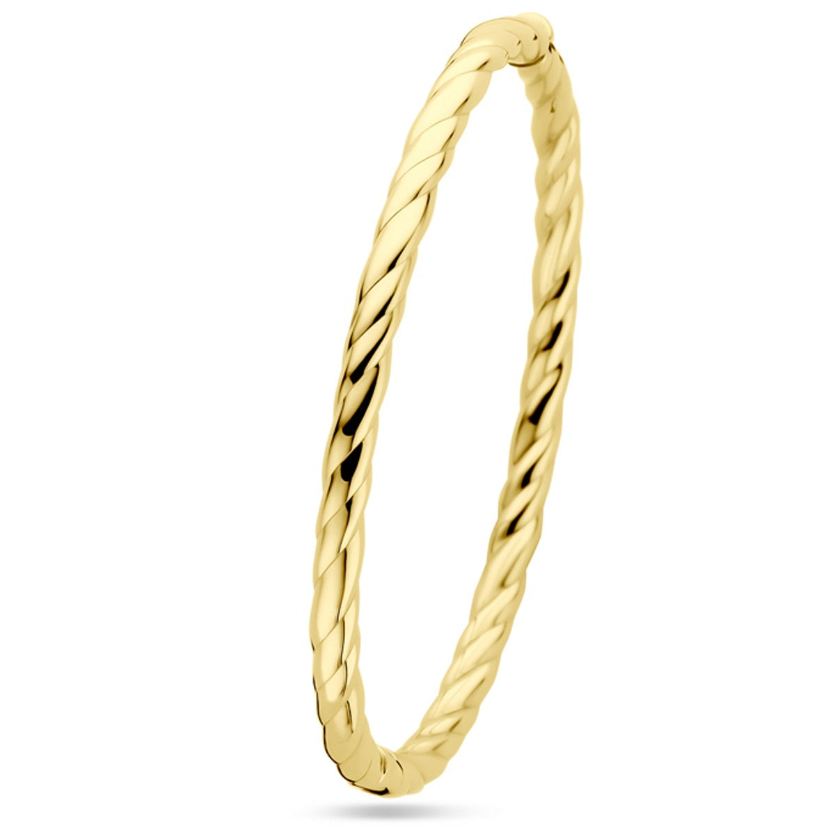 Fantasy Collection Bangle scharnier buis gedraaid 4,0 x 60 mm 14K geelgoud
