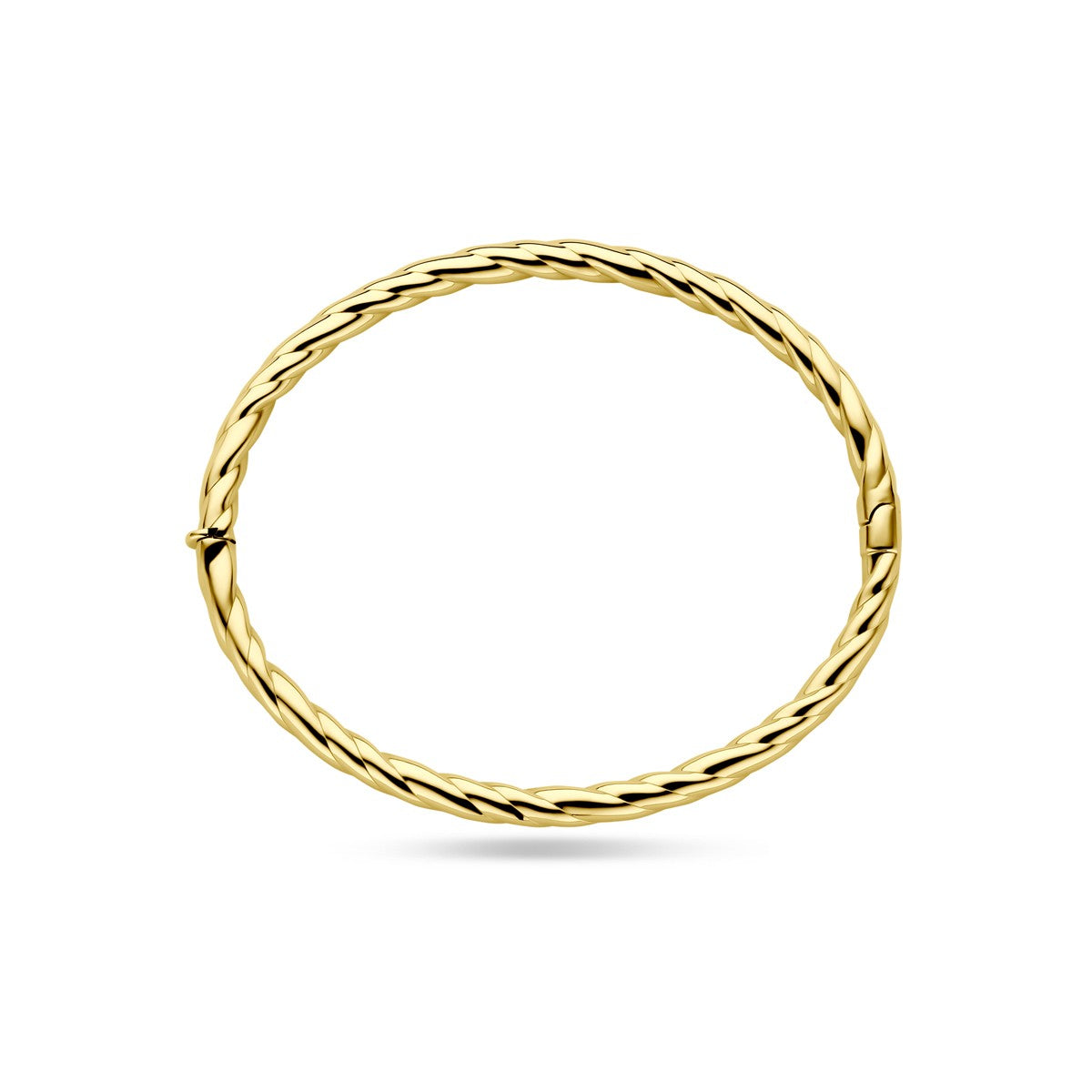 Fantasy Collection Bangle scharnier buis gedraaid 4,0 x 60 mm 14K geelgoud