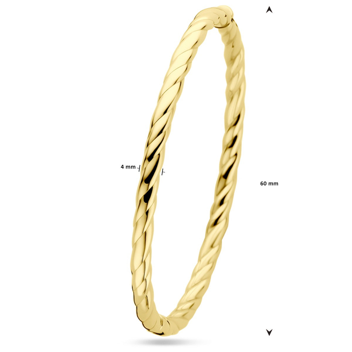 Fantasy Collection Bangle scharnier buis gedraaid 4,0 x 60 mm 14K geelgoud