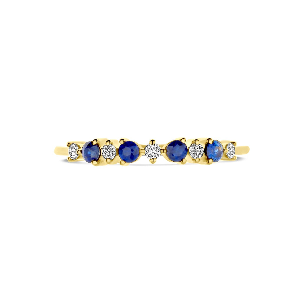 Fantasy Collection Ring blauw saffier en diamant 0.08ct h si 14K geelgoud