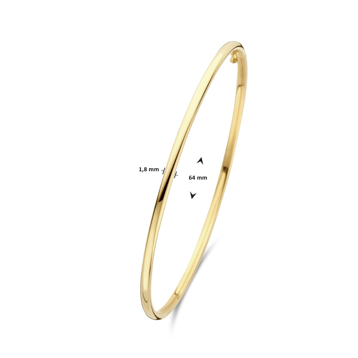 Fantasy Collection Bangle dop ronde buis 1,8 mm 60 x 52 mm 14K geelgoud
