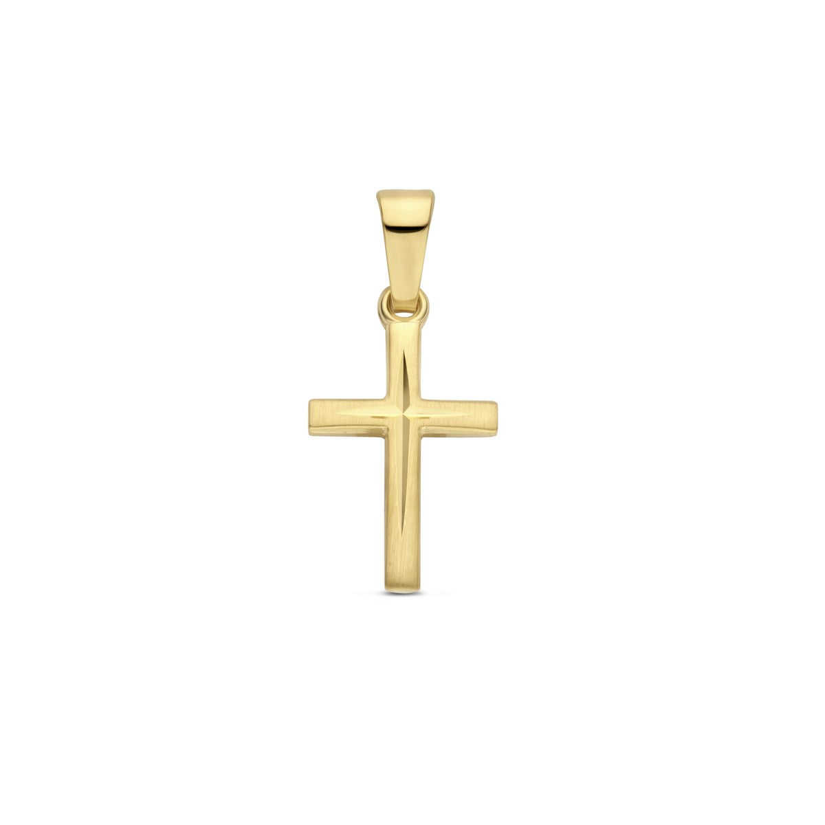 Fantasy Collection Hanger kruis mat gediamanteerd 20 mm 14K geelgoud