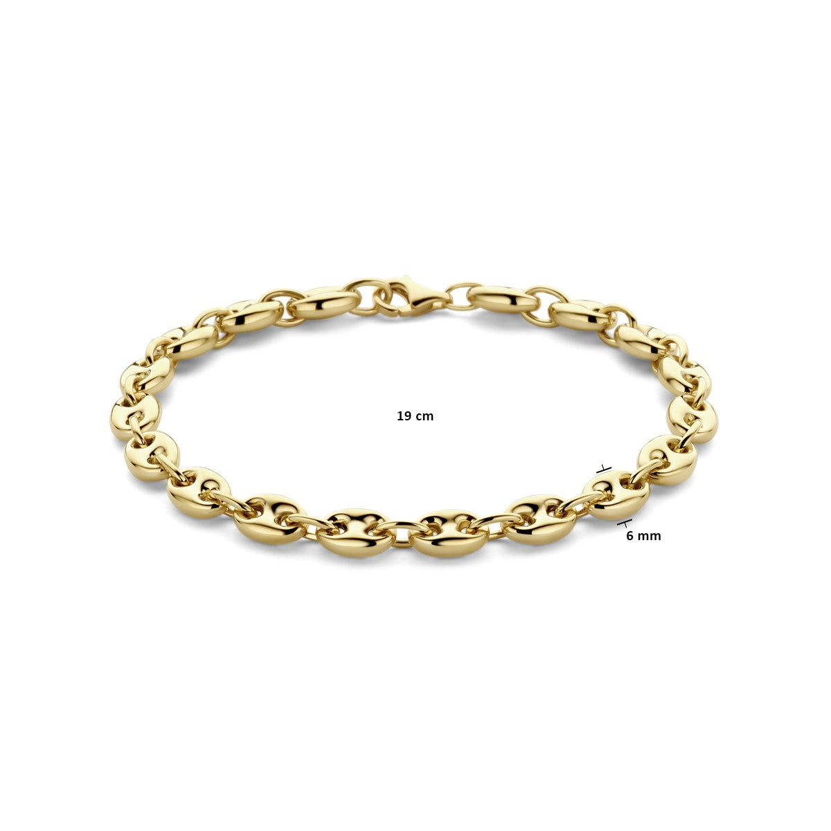 Fantasy Collection Armband koffieboon 6 mm 19 cm 14K geelgoud