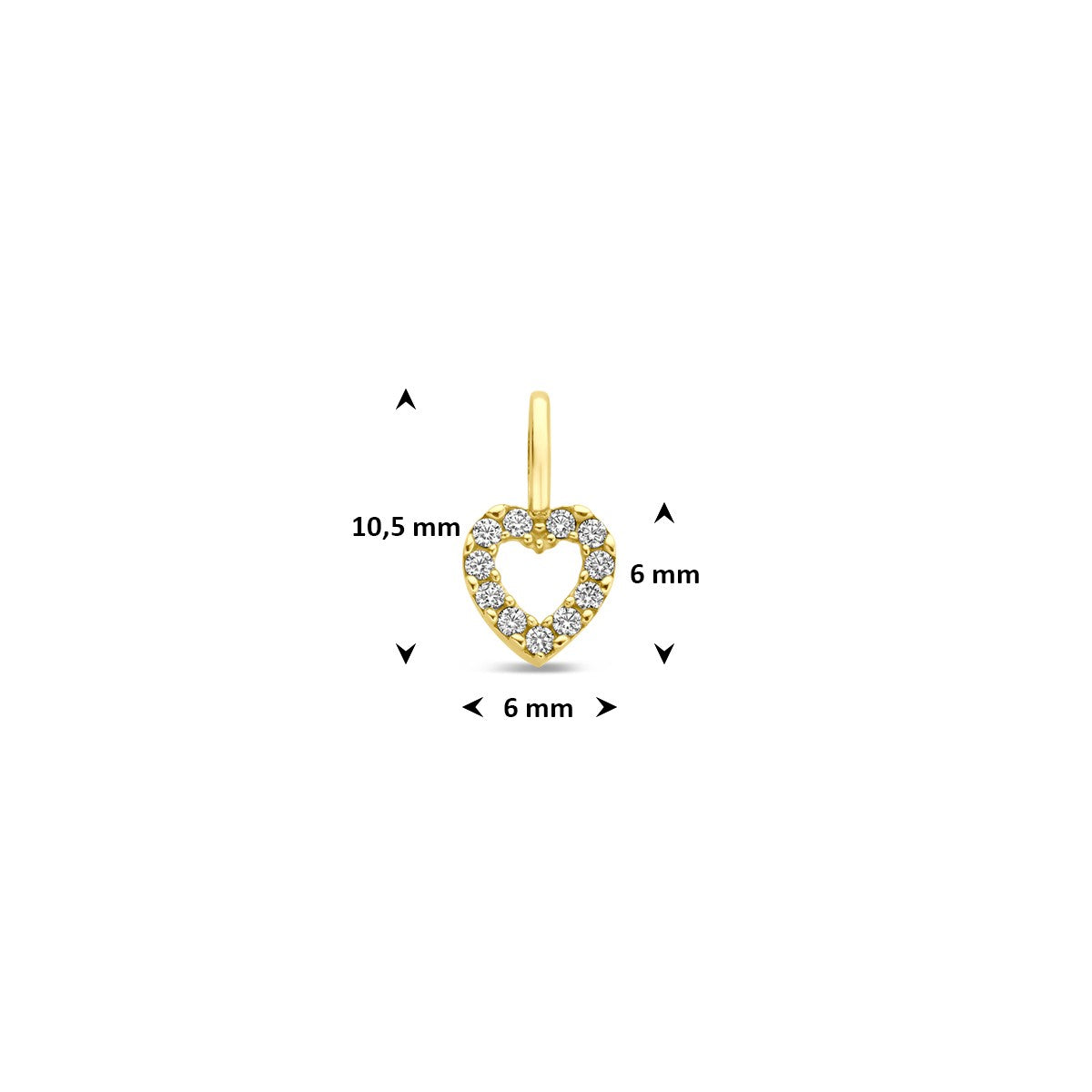 Hanger hartje zirkonia 10,5 mm 14K geelgoud