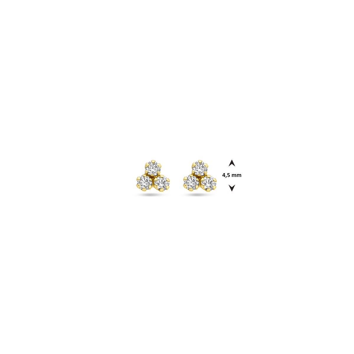 Oorknoppen zirkonia 4,5 mm 14K geelgoud – 4033220