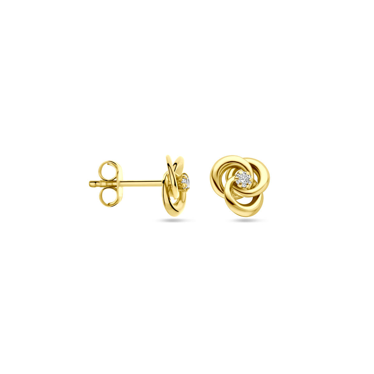 Fantasy Collection Oorbellen zirkonia 7 mm 14K geelgoud